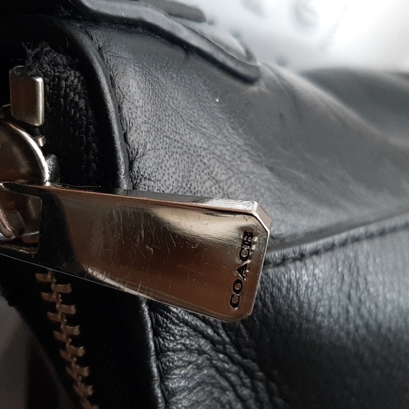 NEW! VINTAGE COACH 2014 "Charlie" Black Leather Kangaroo Pouch Hobo Shoulder Bag - Picture 10 of 11